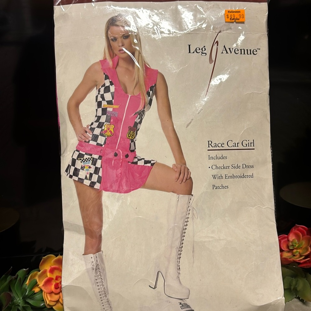 Pink Holloween Race car girl costume size m/l